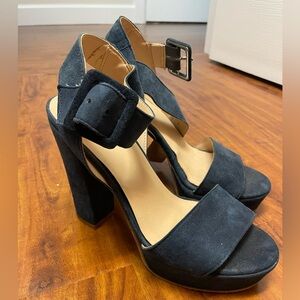 Blue suede Versace heel